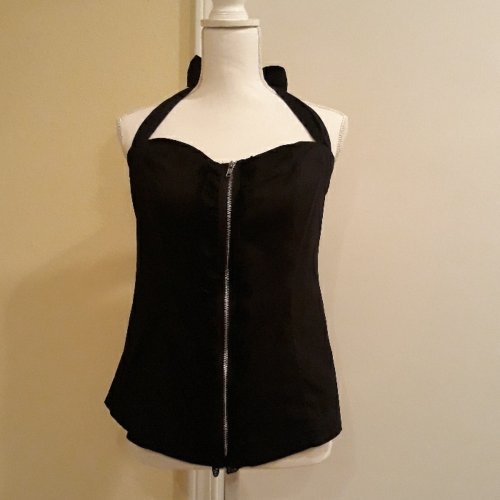 🖤🖤Lucky Thirteen Black Halter Top W/Bow Sz L